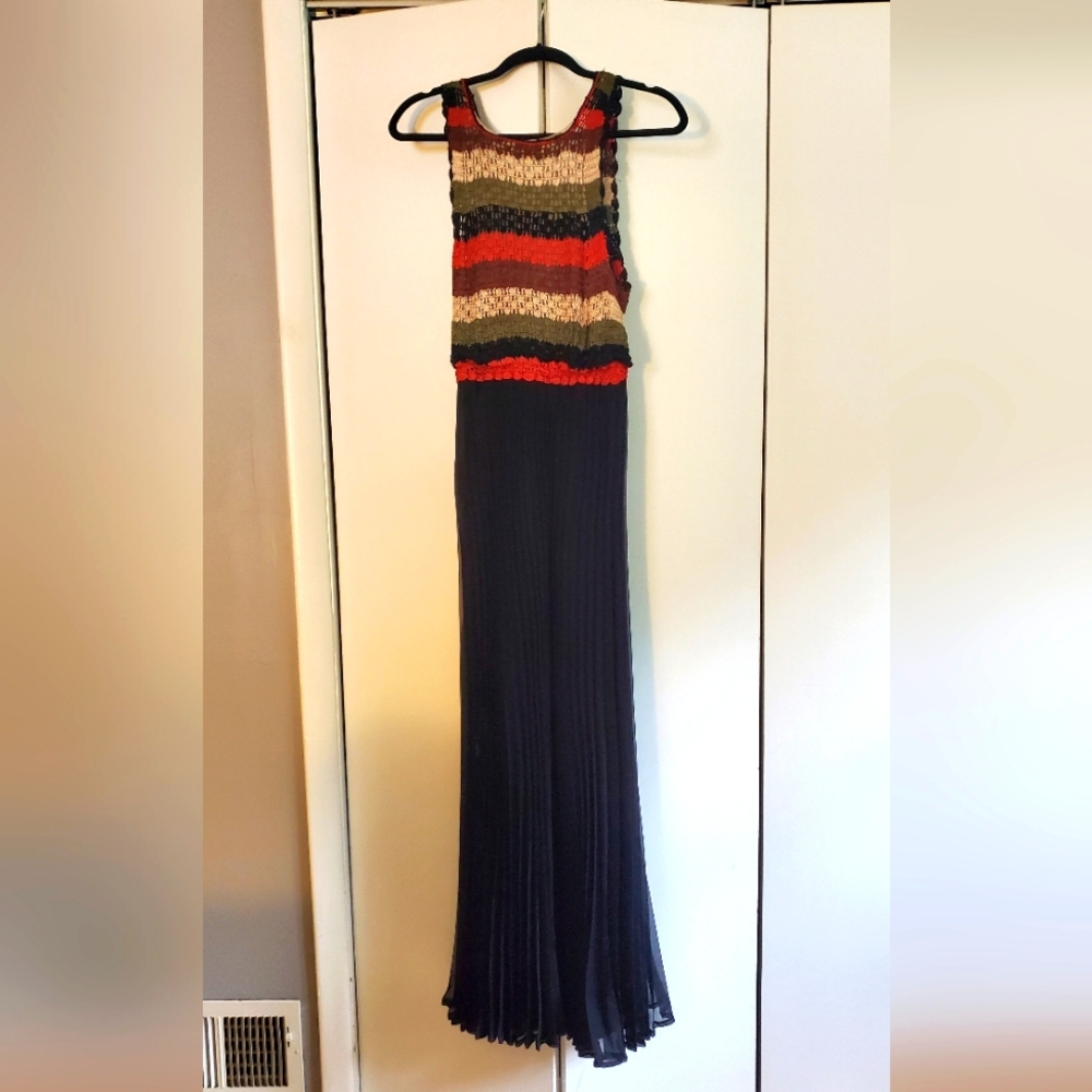 Anthropologie black/multicolor maxi dress size M/S